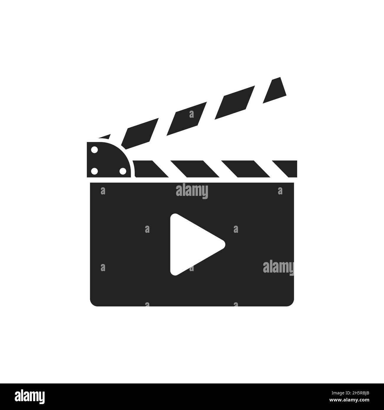 animation clapper icône isolée sur fond blanc, illustration noire vectorielle Illustration de Vecteur