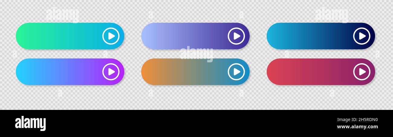 Bouton avec boutons de dégradé sur fond transparent pour la conception du site.Icône de vecteur de site Web Illustration de Vecteur