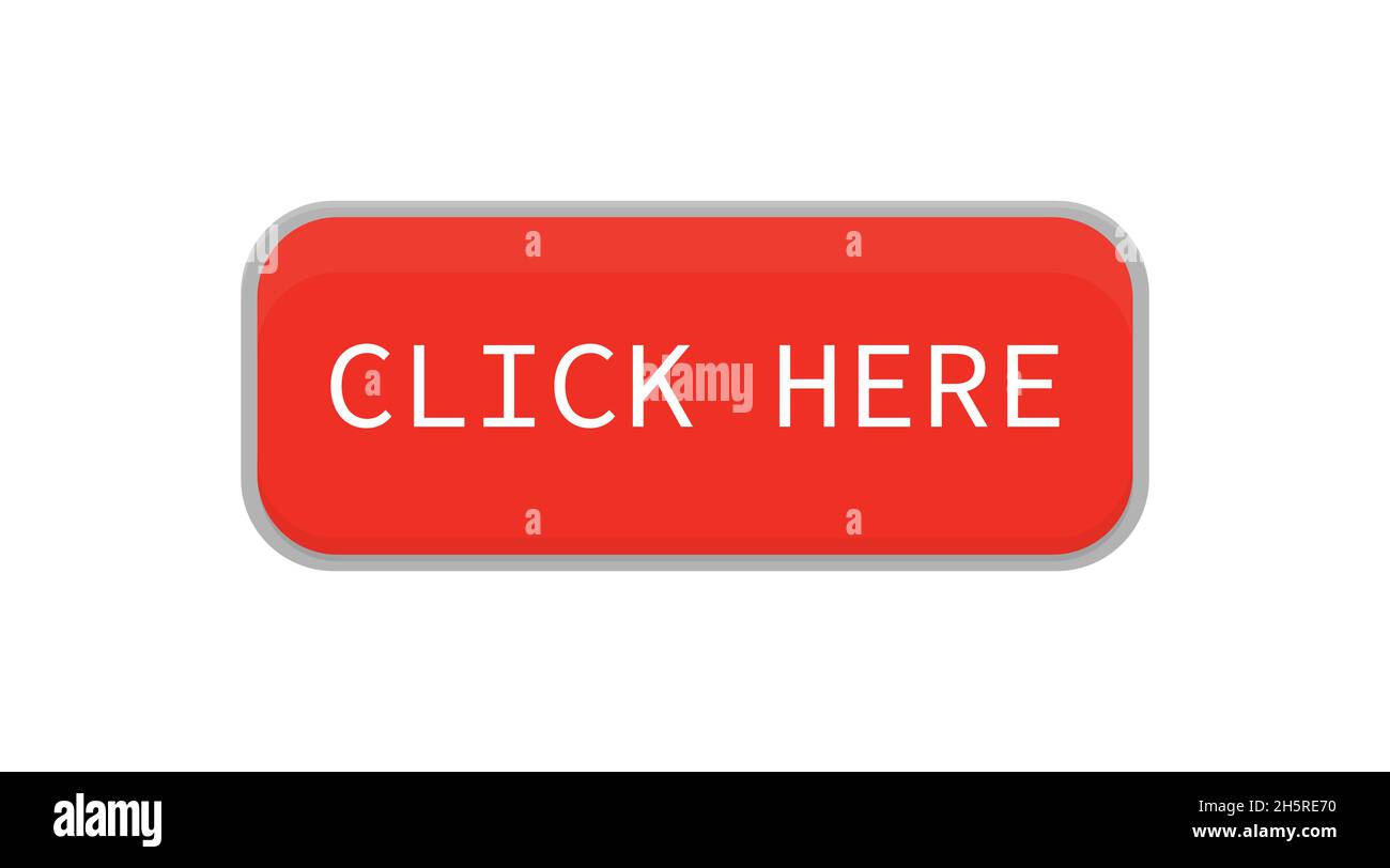 Cliquez ici sur le bouton rouge pour un style plat.Illustration du vecteur de bannière Web. Illustration de Vecteur