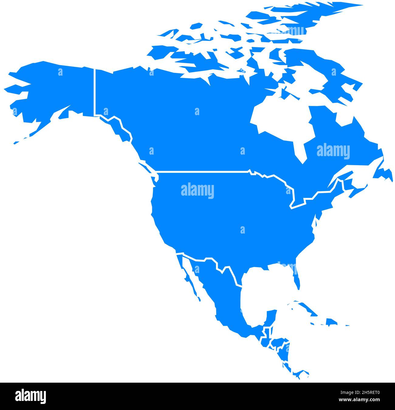 Amérique du Nord Bleu sur fond blanc.Vector Art. Fond américain.Icône de vecteur plat. Illustration de Vecteur