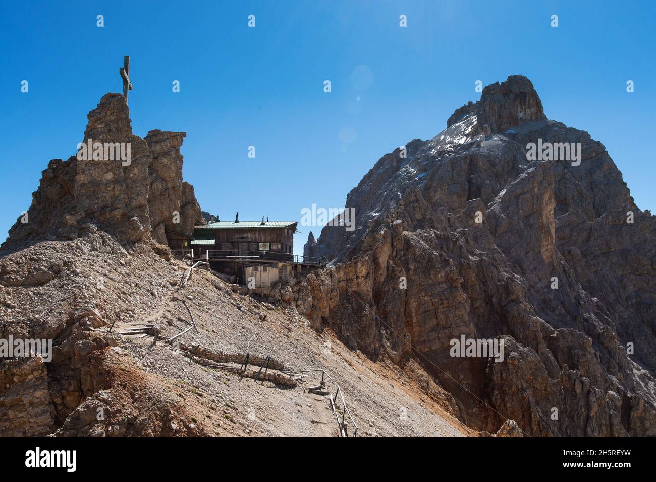 Refuge de Lorenzi dans les Dolomites, Italie Banque D'Images