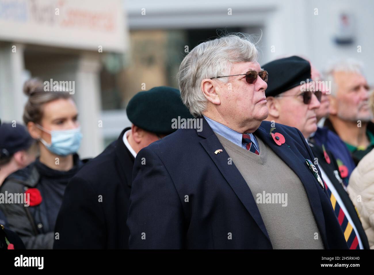 Hereford, Herefordshire, Royaume-Uni - jeudi 11 novembre 2021 - les vétérans se réunissent au service du jour du souvenir à Hereford pour se souvenir des camarades tombés - photo Steven May / Alamy Live News Banque D'Images