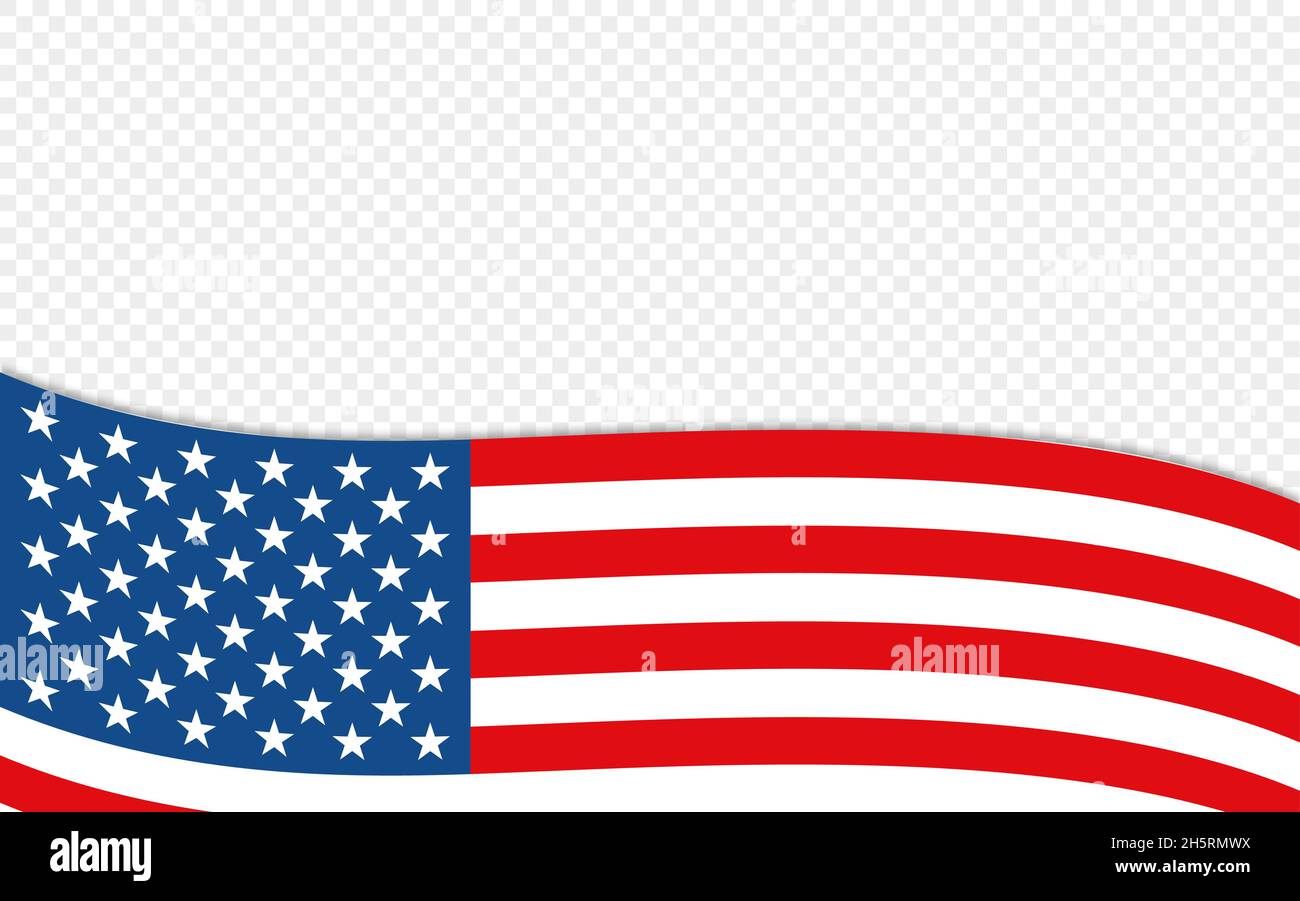 Drapeau américain sur fond transparent à plat.Illustration vectorielle isolée Illustration de Vecteur