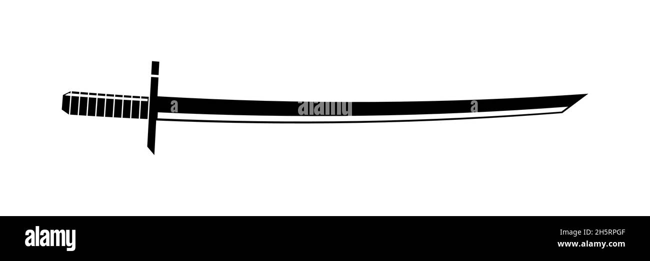 Katana traditionnel, ancienne épée japonaise samouraï icône dans le style plat.Illustration vectorielle Illustration de Vecteur
