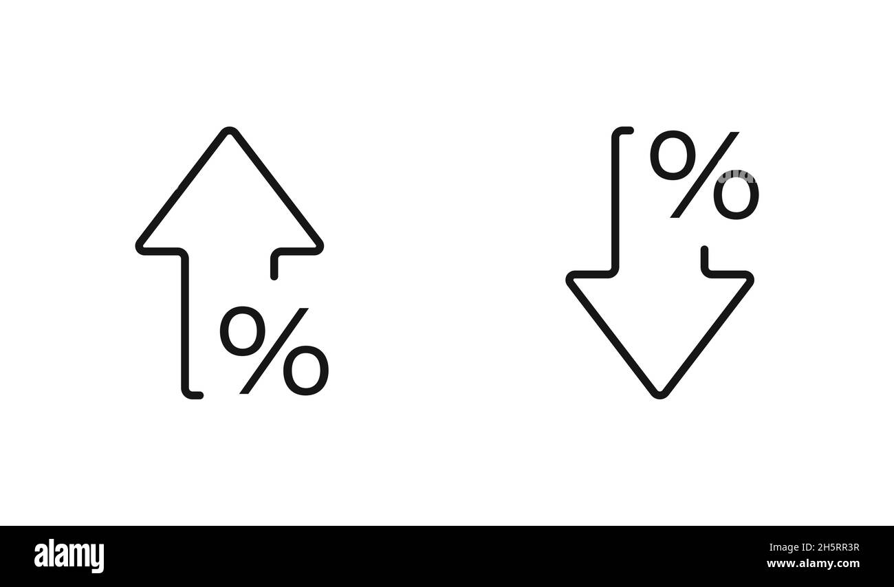 Icône de pourcentage de flèche isolée dans le style de ligne.Concept métier vectoriel à plat. Illustration de Vecteur