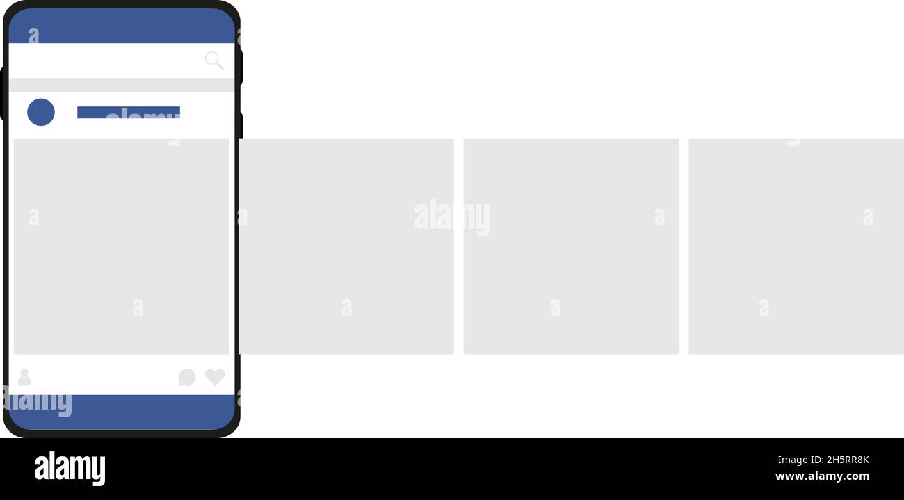 Carrousel de médias sociaux dans smartphone, post concept plat.Illustration vectorielle isolée. Illustration de Vecteur