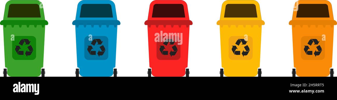 Icône de poubelle plate.Recyclez le concept de déchets.Illustration vectorielle Illustration de Vecteur