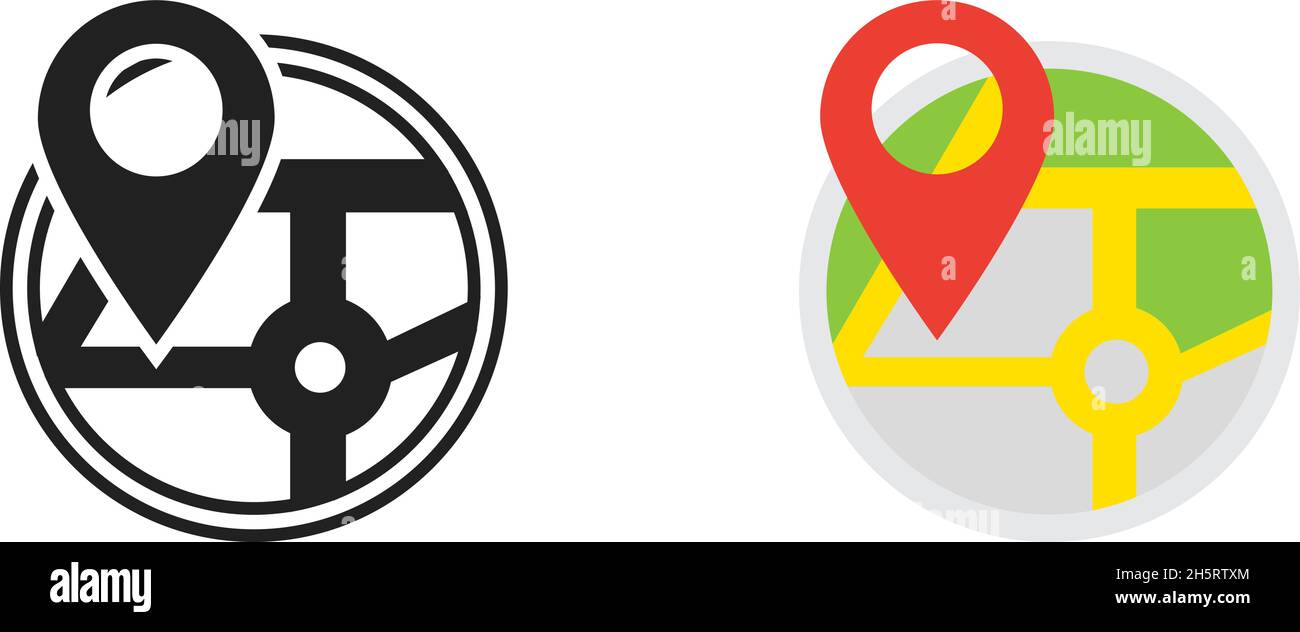 Icône noire et plate de l'emplacement de la carte.Elément isolé de marqueur vectoriel. Illustration de Vecteur