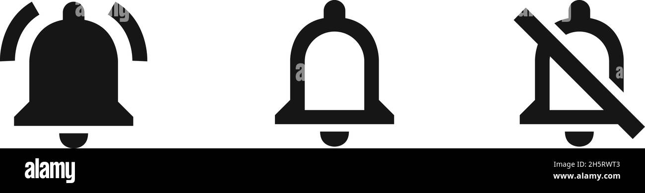Icône de vecteur de sonnerie de notification définie pour la conception de réseaux Web et sociaux.Illustration de l'élément graphique mobile plat Illustration de Vecteur