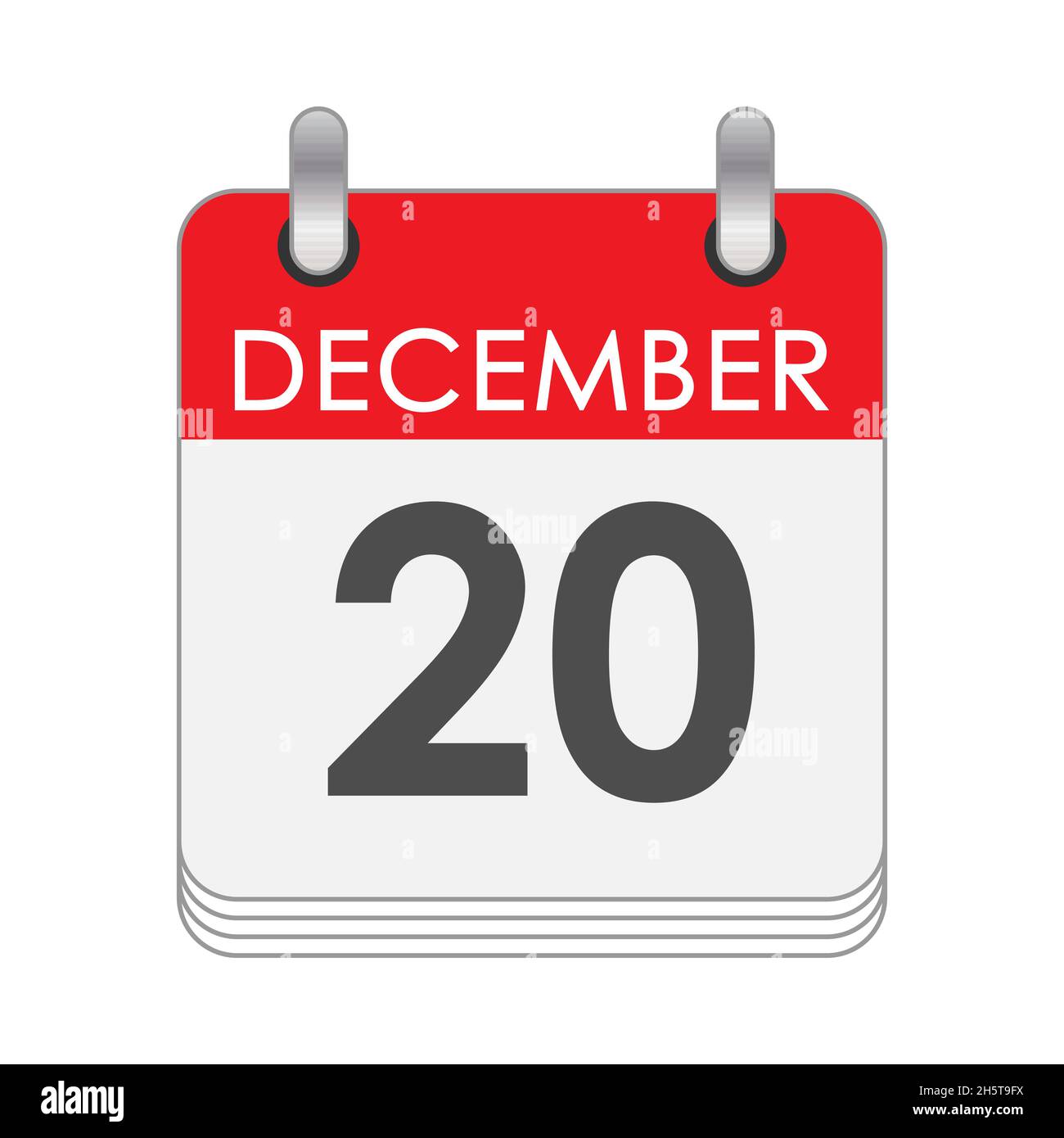 Décembre 20.Une feuille du calendrier de flip avec la date de décembre 20.Style plat. Illustration de Vecteur