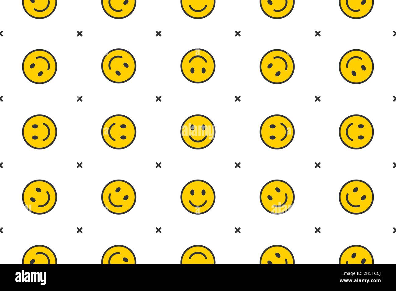 Visage souriant sur fond emoji.Motif d'icône Happy Smile positif.Journée mondiale du sourire, papier peint, bannière d'affiche Banque D'Images