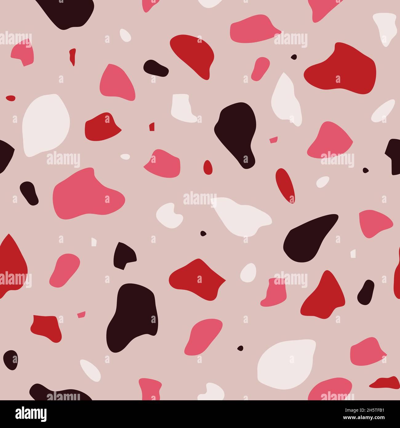 Motif vectoriel sans couture avec texture terrazzo sur fond rose.Papier peint en mosaïque à grille simple.Textile de mode décoratif. Illustration de Vecteur