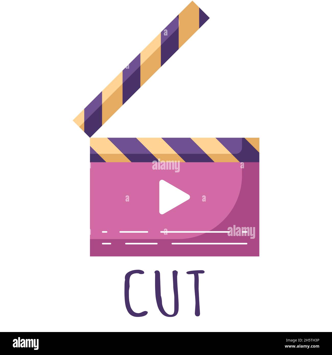 icône de clapper cinématographique de style plat, isolée sur un fond blanc. Illustration de Vecteur