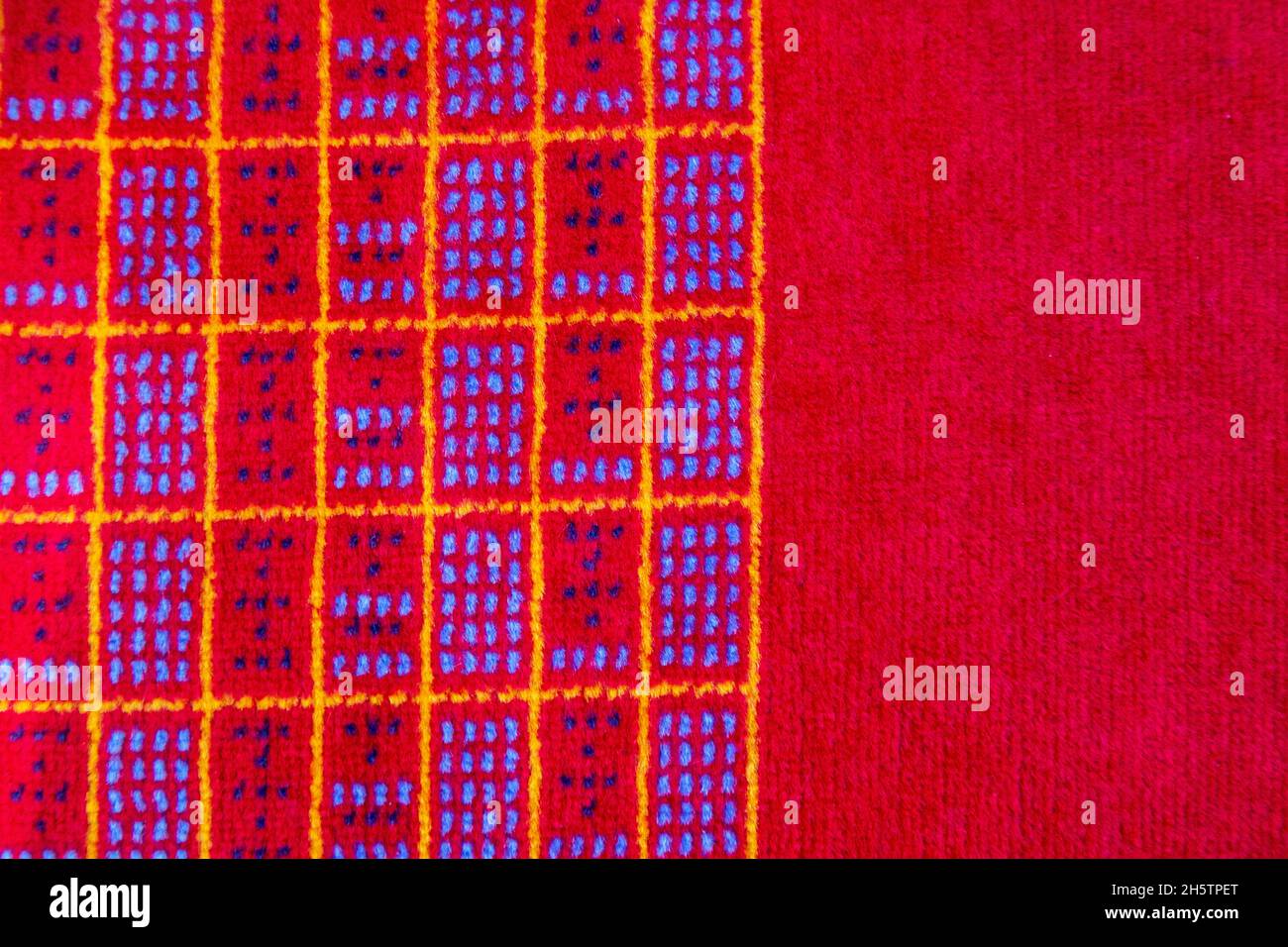 Gros plan sur le tissu des sièges d'un train South Western Railway à la gare de Waterloo, Londres, Royaume-Uni Banque D'Images