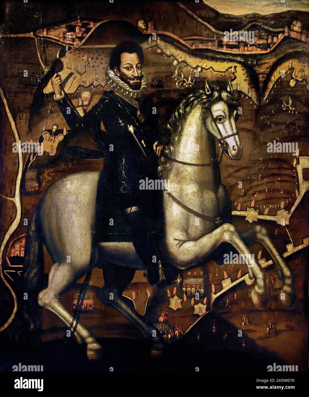 Carlo Emanuele l a Cavallo - Carlo Emanuele l à cheval 1605 artiste-peintre actif à la Cour de Savoie (Carlo Emanuele le Duc de Savoie de 1580-1630) dans l'appartement de Madama Felicita.Torino Palazzo Reale - Turin Palais Royal Italie, Italien, Banque D'Images