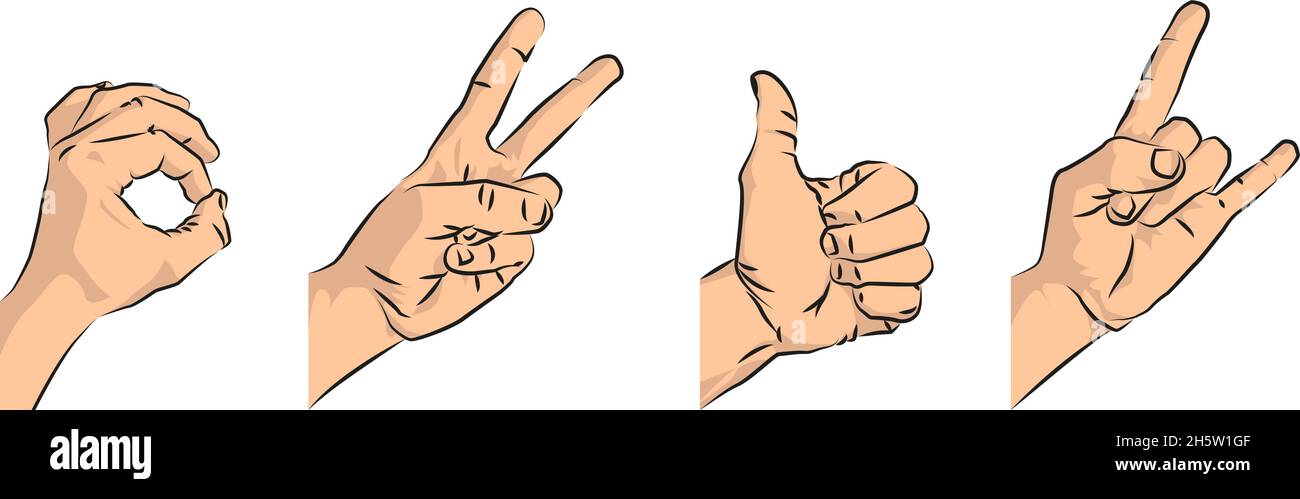 mains en forme de dessin animé pop art plat Illustration de Vecteur