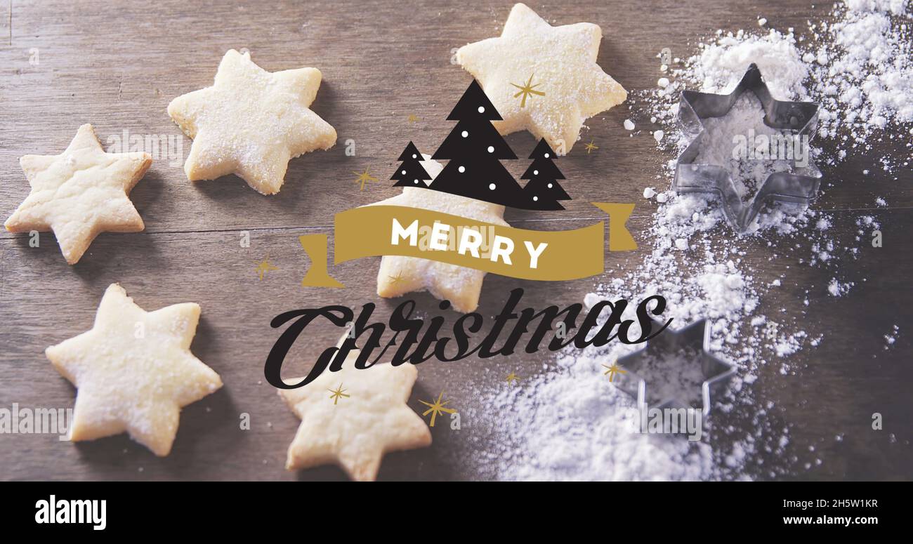 Image du texte du joyeux noël sur les cookies Banque D'Images