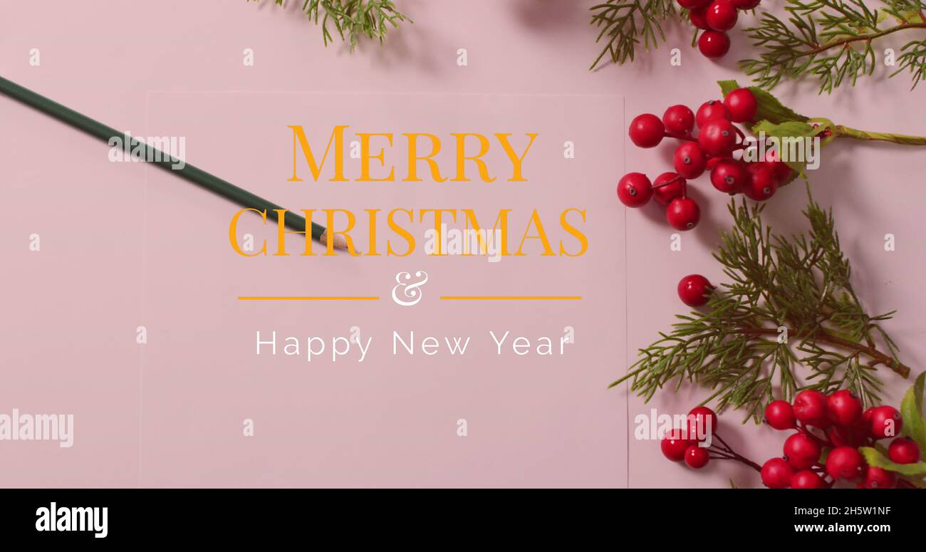 Image du texte joyeux noël sur crayon Banque D'Images