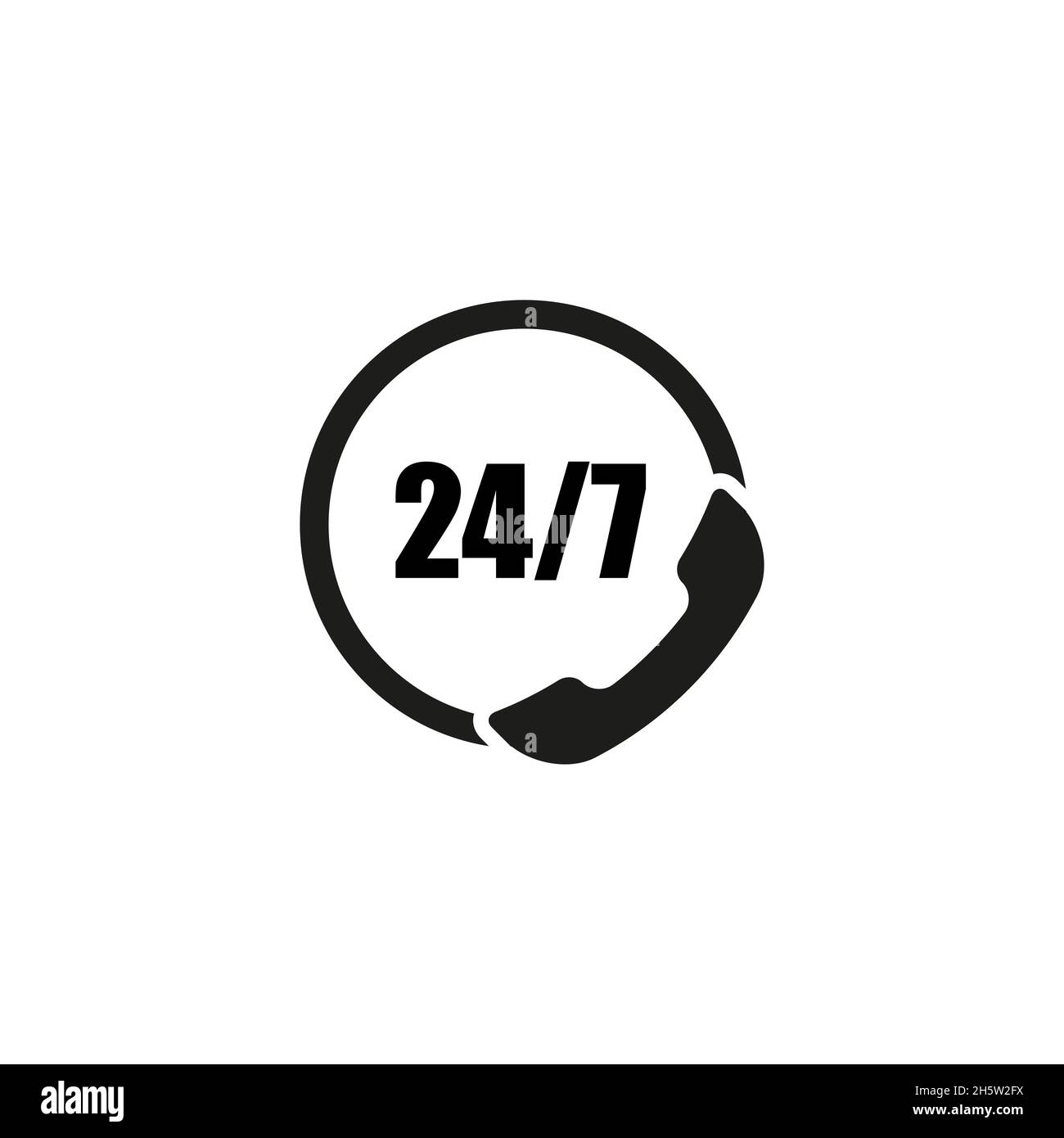 icône de téléphone du centre d'appels 24 7 sur fond blanc, vecteur Illustration de Vecteur