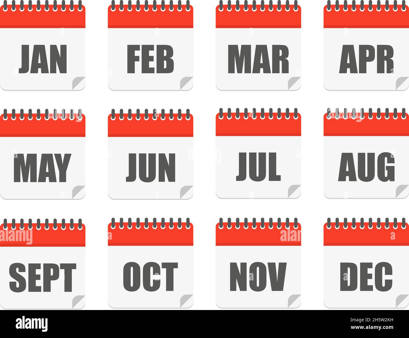 ensemble de calendrier du mois de l'année à plat Illustration de Vecteur