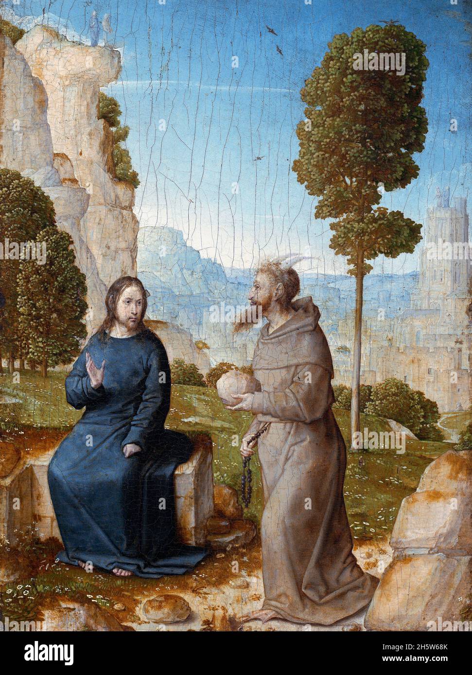 La tentation du Christ par Juan de Flandes (Jean de Flandre : c.1460- c.1519), huile sur panneau, c.1500/04 Banque D'Images