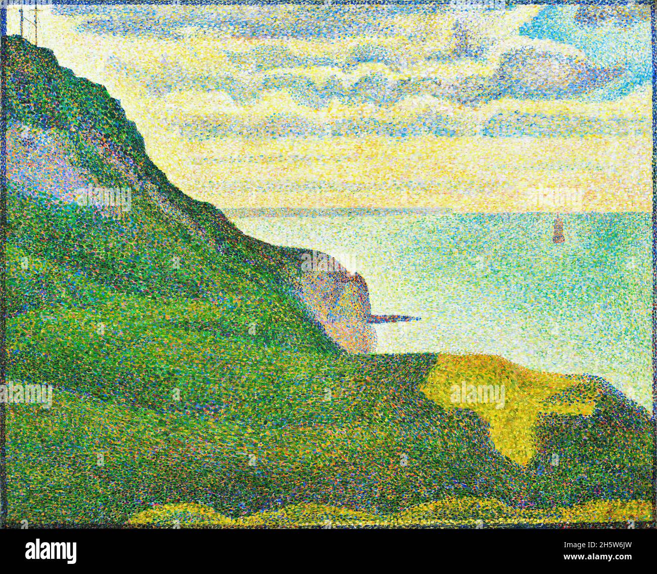 Pointillisme.'Paysage à Port-en-Bessin, Normandie' par Georges Seurat (1859-1891), huile sur toile, 1888 Banque D'Images