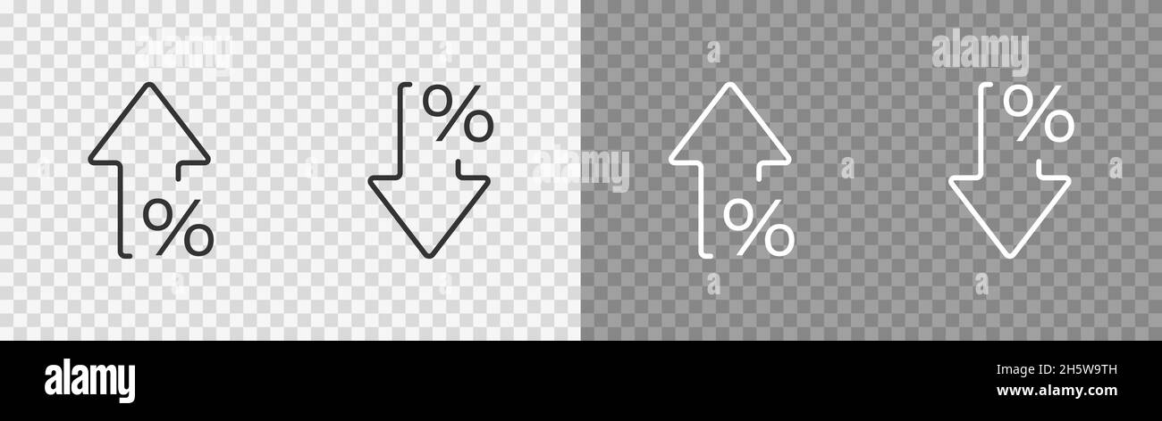 Icône de pourcentage de flèche isolée dans le style de ligne.Concept métier vectoriel à plat. Illustration de Vecteur