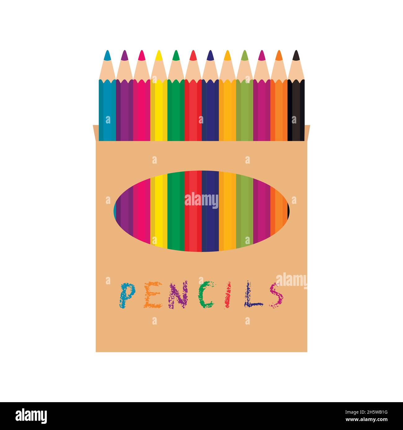 Emballage crayon de couleur.Boîte à papier.Illustration vectorielle. Illustration de Vecteur