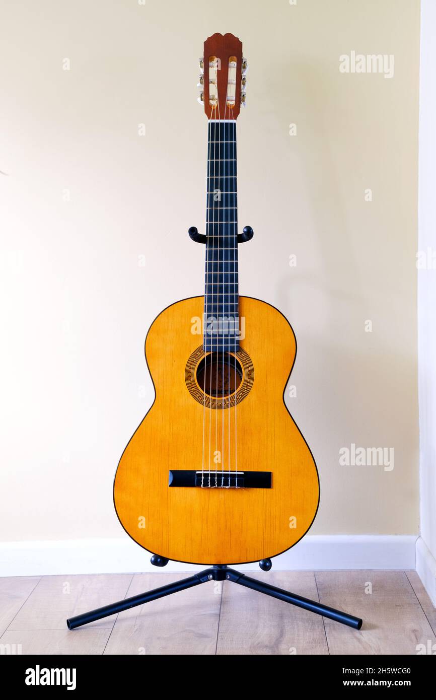 Une guitare classique et acoustique classique en nylon à six cordes, espagnol ou classique.La