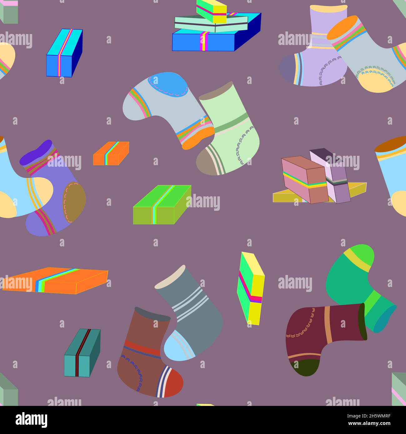 chaussettes de noël et cadeaux de noël à motifs Illustration de Vecteur