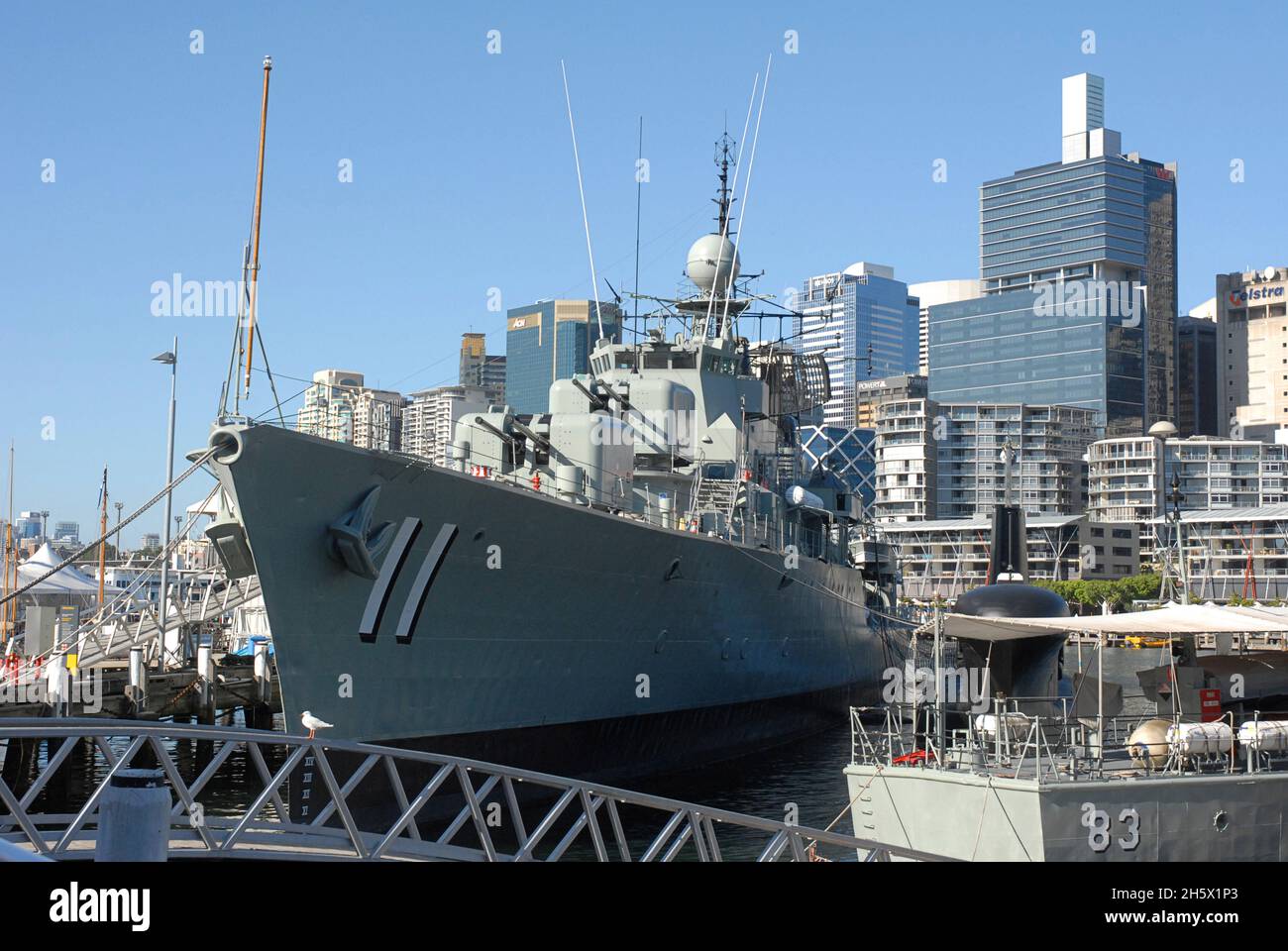 Navire-musée HMAS Vampire (D11) au Musée maritime national australien de Sydney.Port de Sydney, Australie.Destroyer de classe audacieux commandé dans la Marine royale australienne 1959-1986.Reclassifié comme navire de formation en 1980, puis navire de musée. Banque D'Images