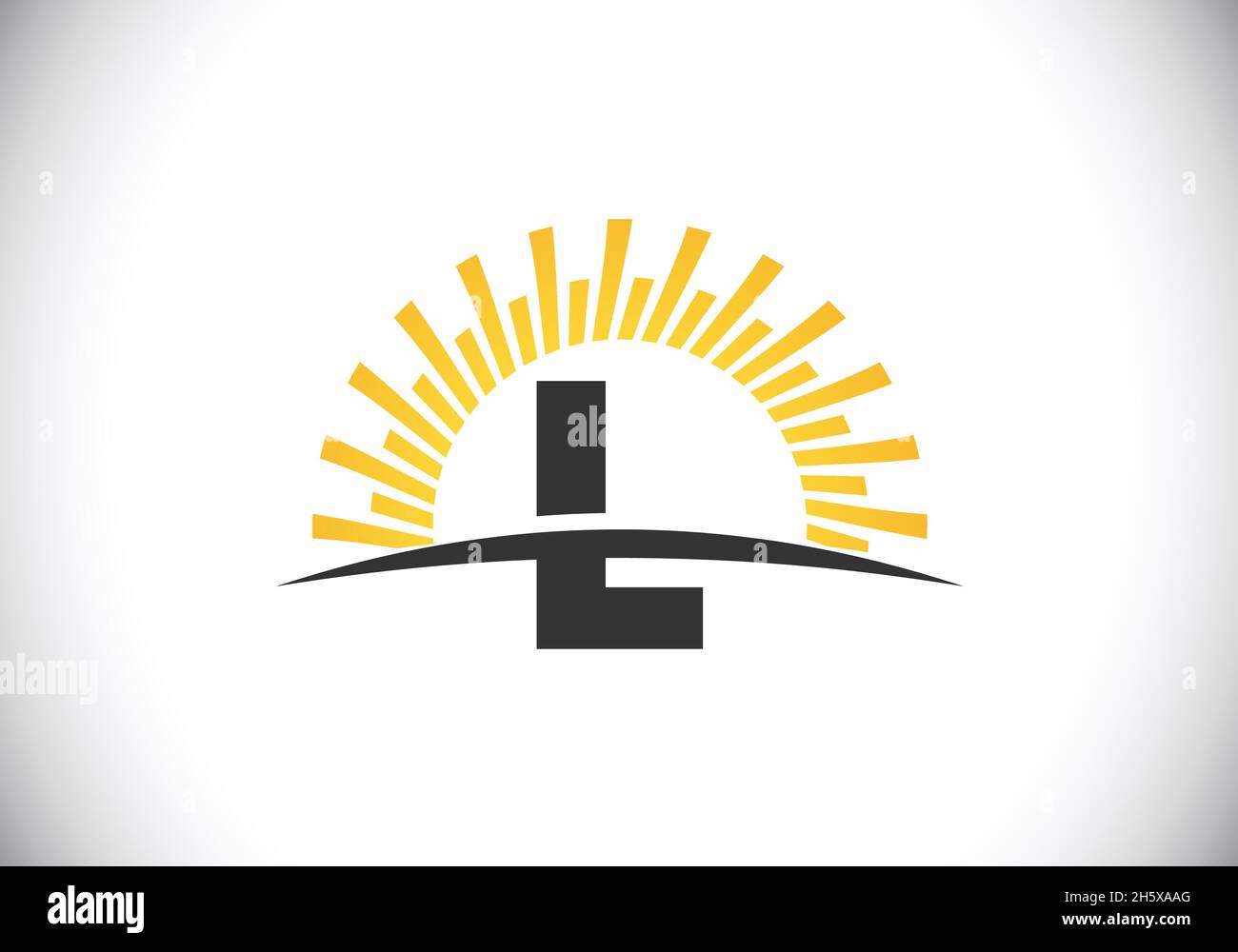 Lettre L initiale du monogramme avec le soleil abstrait et le Swoosh.Symbole du logo Sunburst.Logo vectoriel moderne pour l'identité de l'entreprise et de l'entreprise Illustration de Vecteur