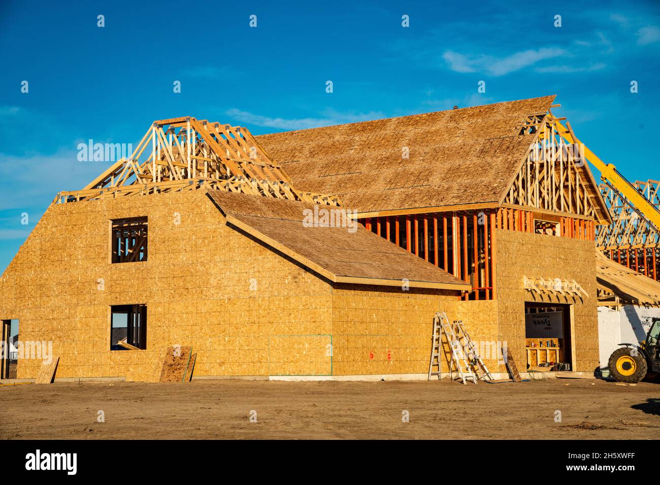 Nouveau châssis en bois home en construction. Banque D'Images