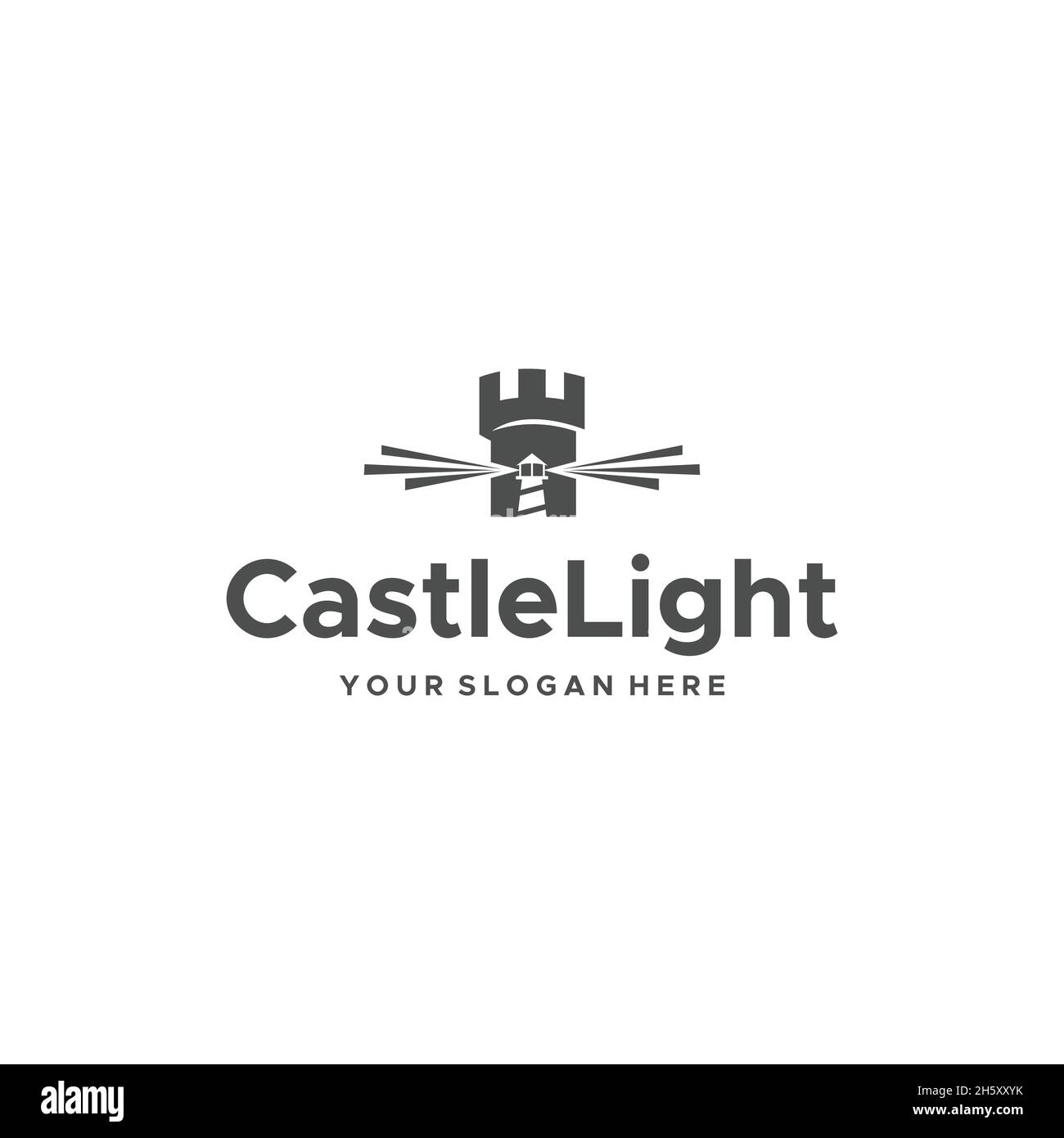 conception plate du logo de bâtiment CastleLight mercusuar Illustration de Vecteur