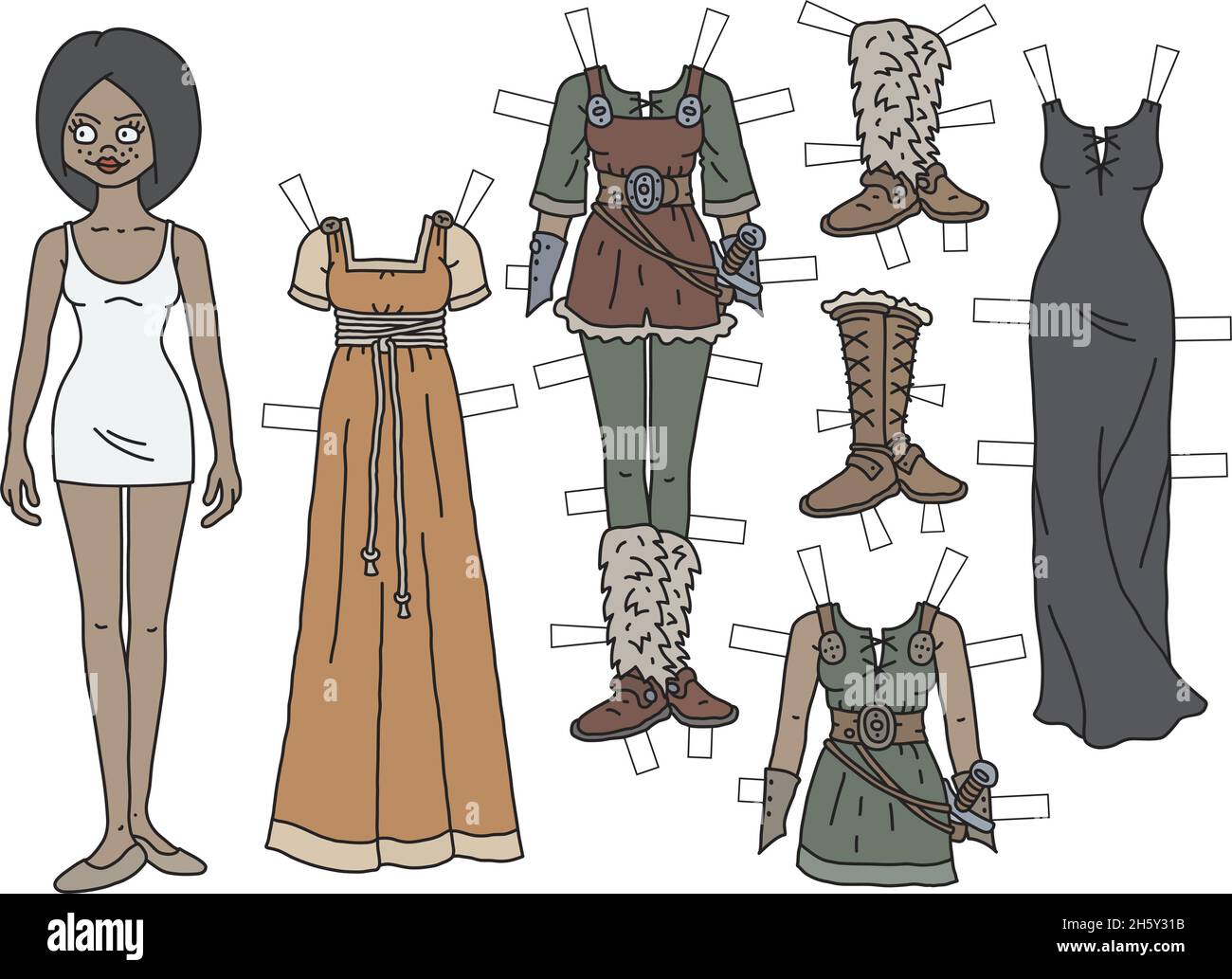 Le guerrier princesse de poupée de papier de dressing Illustration de Vecteur