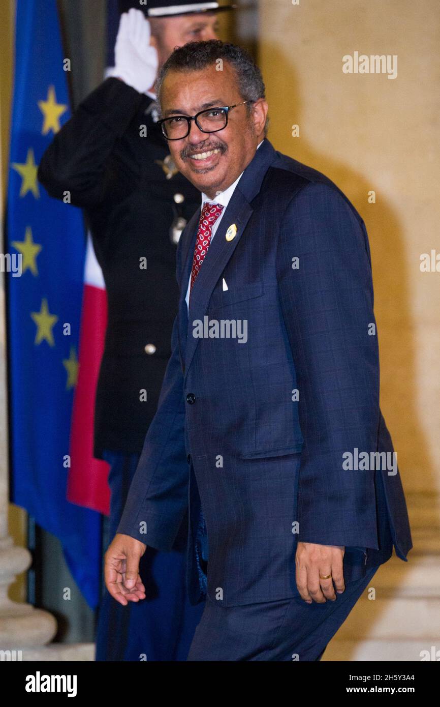 Paris, France.11 novembre 2021.Le Dr Tedros Adhanom Ghebreyesus, DG OMS, est arrivé à Paris pour le dîner du Forum de la paix au Palais de l'Elysée le 11 novembre 2021 à Paris, en France.Photo de Nasser Berzane/ABACAPRESS.COM crédit: Abaca Press/Alay Live News Banque D'Images