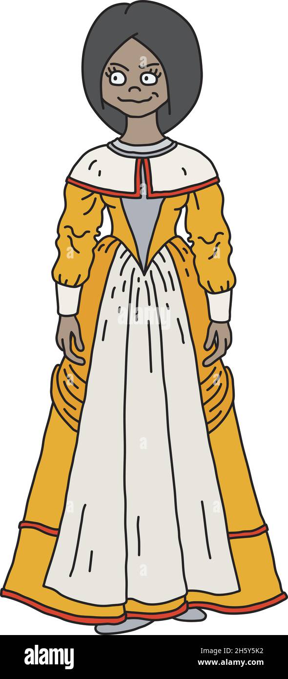 Le drôle de noble baroque dans une robe jaune et blanche Illustration de Vecteur