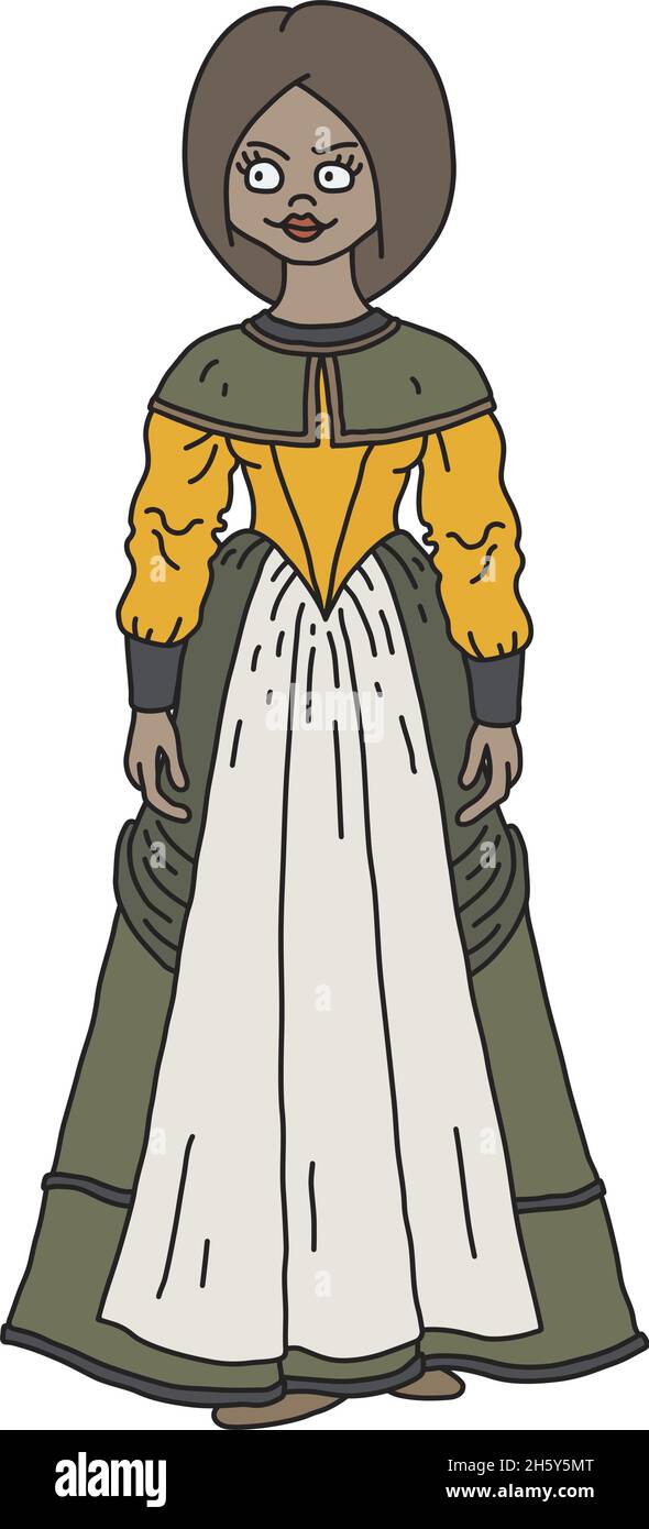 Le drôle de noble baroque dans une robe verte et jaune Illustration de Vecteur