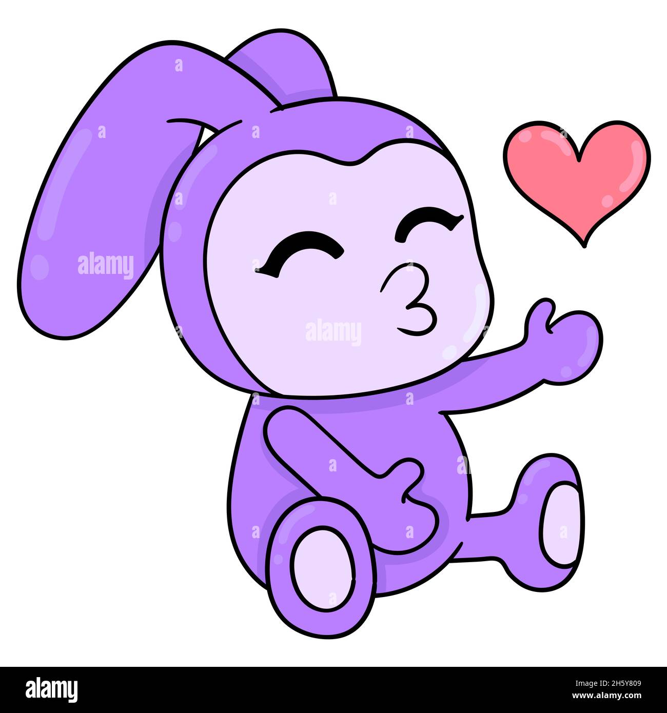 le lapin violet donne l'amour à tout le monde de la saint-valentin Illustration de Vecteur