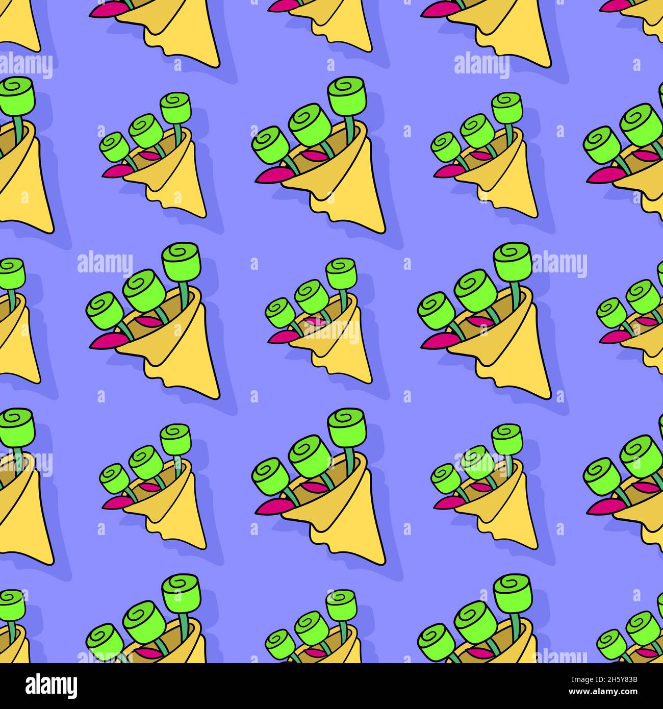 motif de répétition sans couture des fleurs du seau Illustration de Vecteur