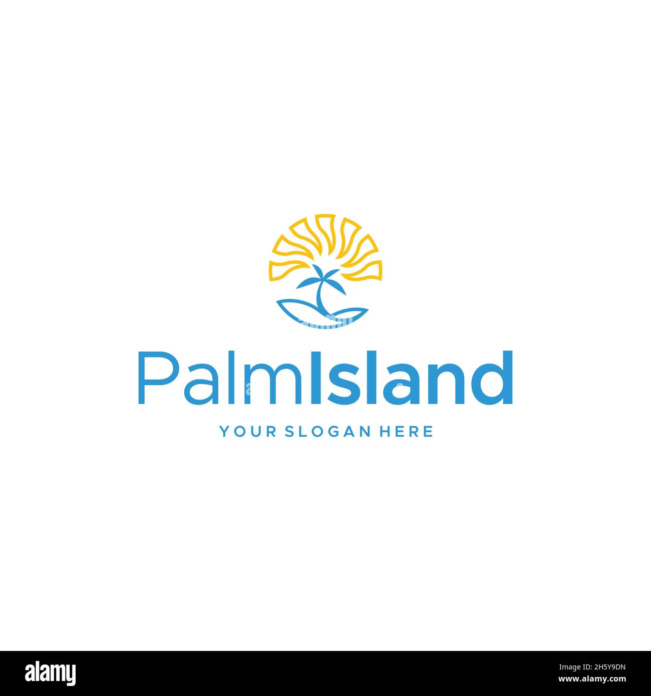 Logo PalmIsland Sunrise minimaliste Illustration de Vecteur