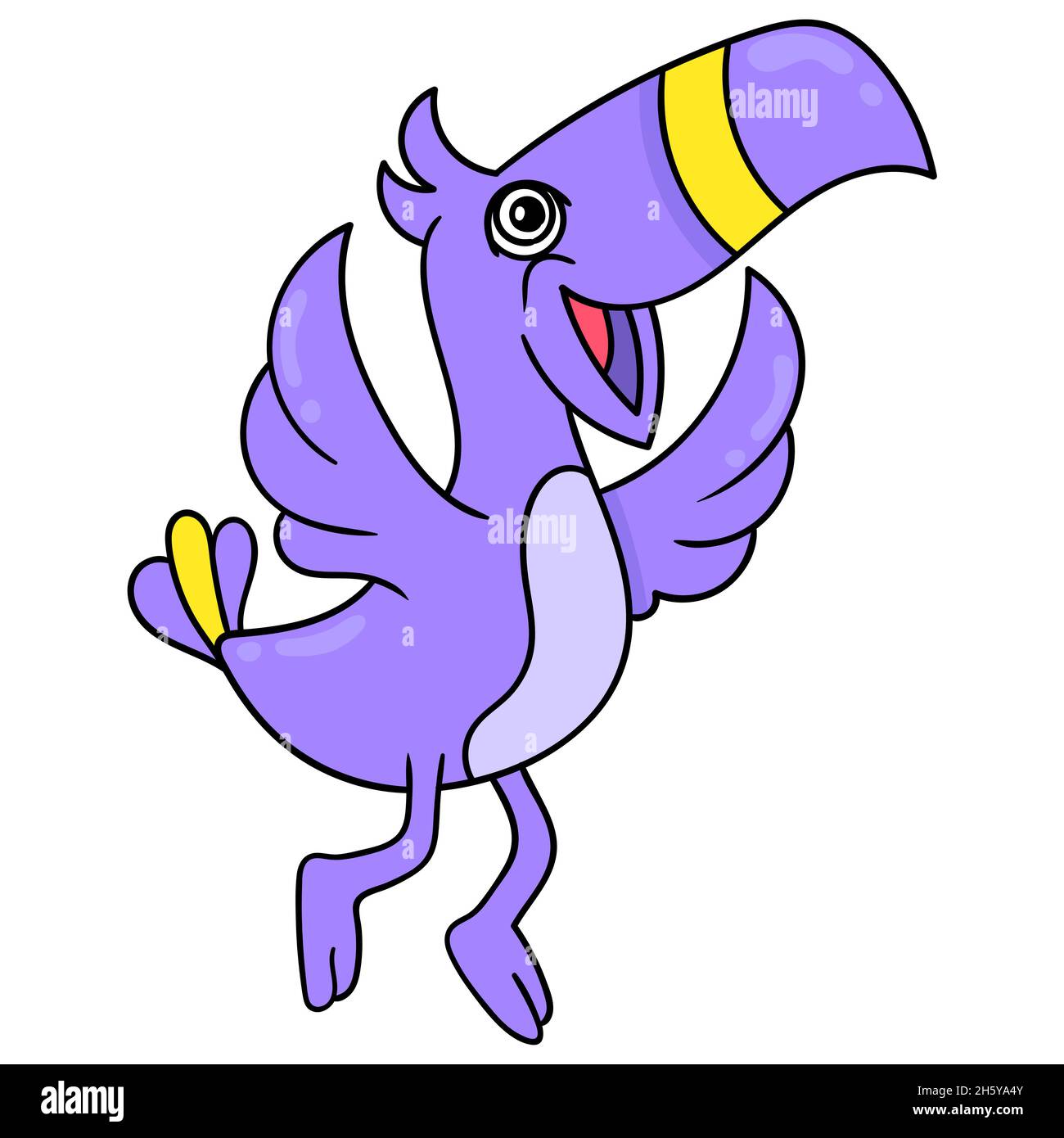 grand bec violet volant tête heureuse Illustration de Vecteur