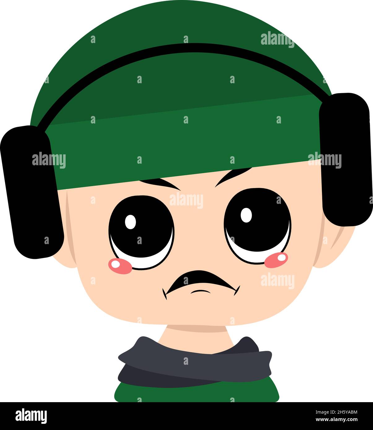 Bebe Avec Des Emotions En Colere Visage Grincheux Yeux Furieux En Chapeau Vert Avec Pompon Mignon Enfant Avec Expression Furieuse Dans La Coiffure Automnale Ou D Hiver Illustration Vectorielle Plate Image Vectorielle Stock Alamy