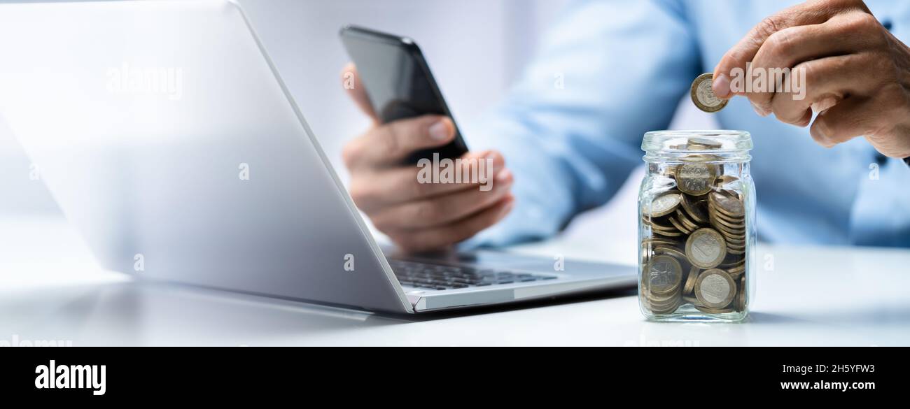 Financement d'entreprise en ligne et technologie bancaire mobile Banque D'Images