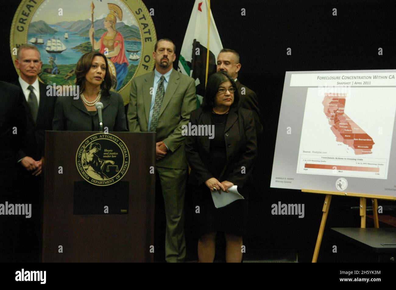 Le procureur général Kamala Harris annonce la création d'un Groupe de grève pour la fraude hypothécaire pour protéger les propriétaires de maisons CA.23 mai 2011 Banque D'Images