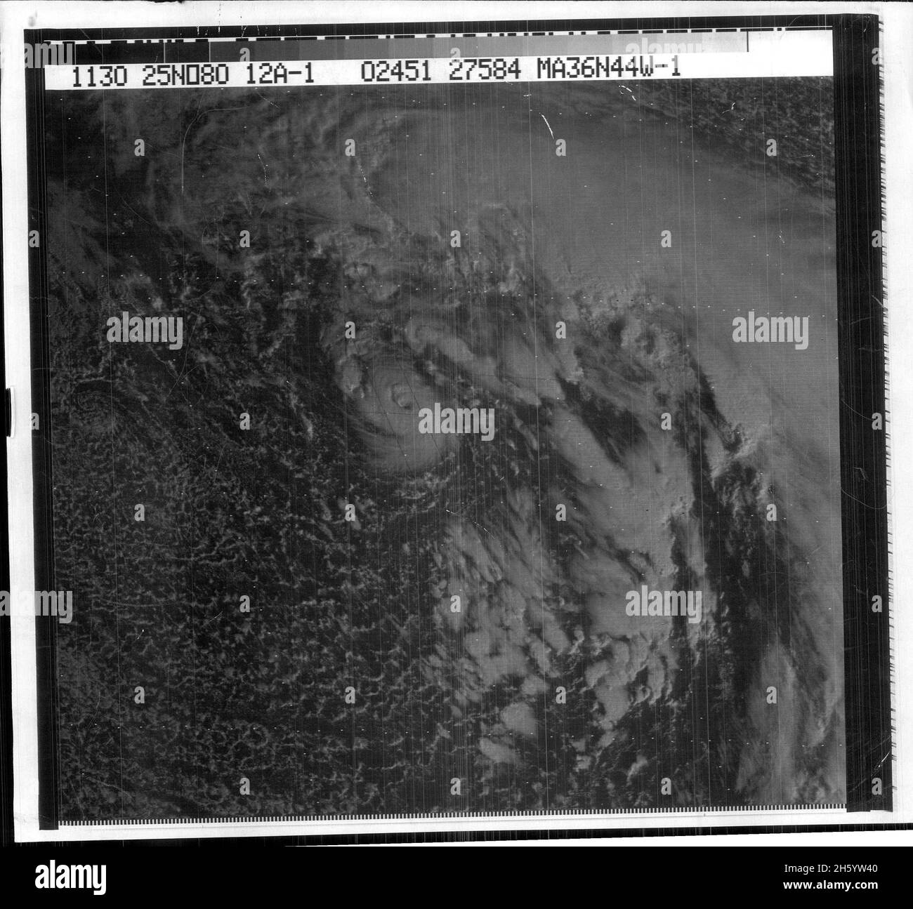 Ouragan Karl le 25 novembre 1980, vu à partir d'images satellites Banque D'Images