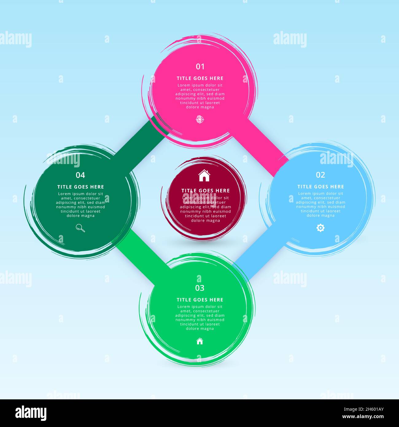 Infographie sur le cercle moderne en 4 étapes Illustration de Vecteur