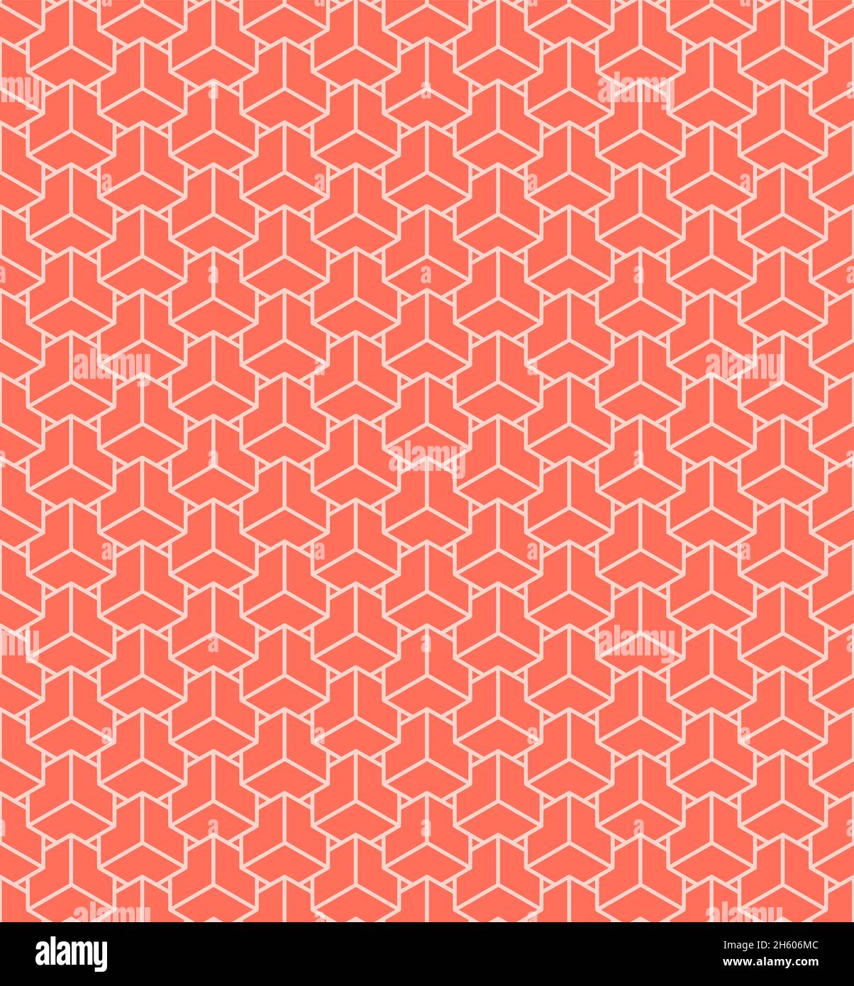 Motif vectoriel sans couture, style minimaliste en mosaïque avec couleurs corail et rose.Arrière-plan avec un motif géométrique et des cubes roses Banque D'Images