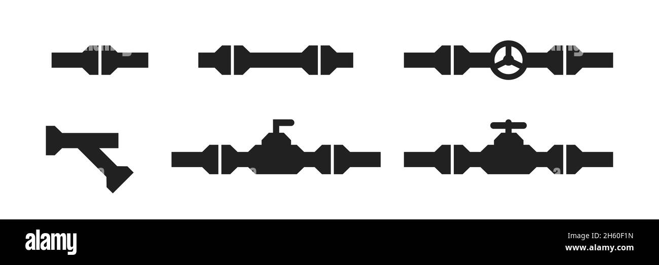 Collection de silhouettes vectorielles de tubes, illustration de l'ensemble d'éléments de construction de pipelines industriels. Illustration de Vecteur