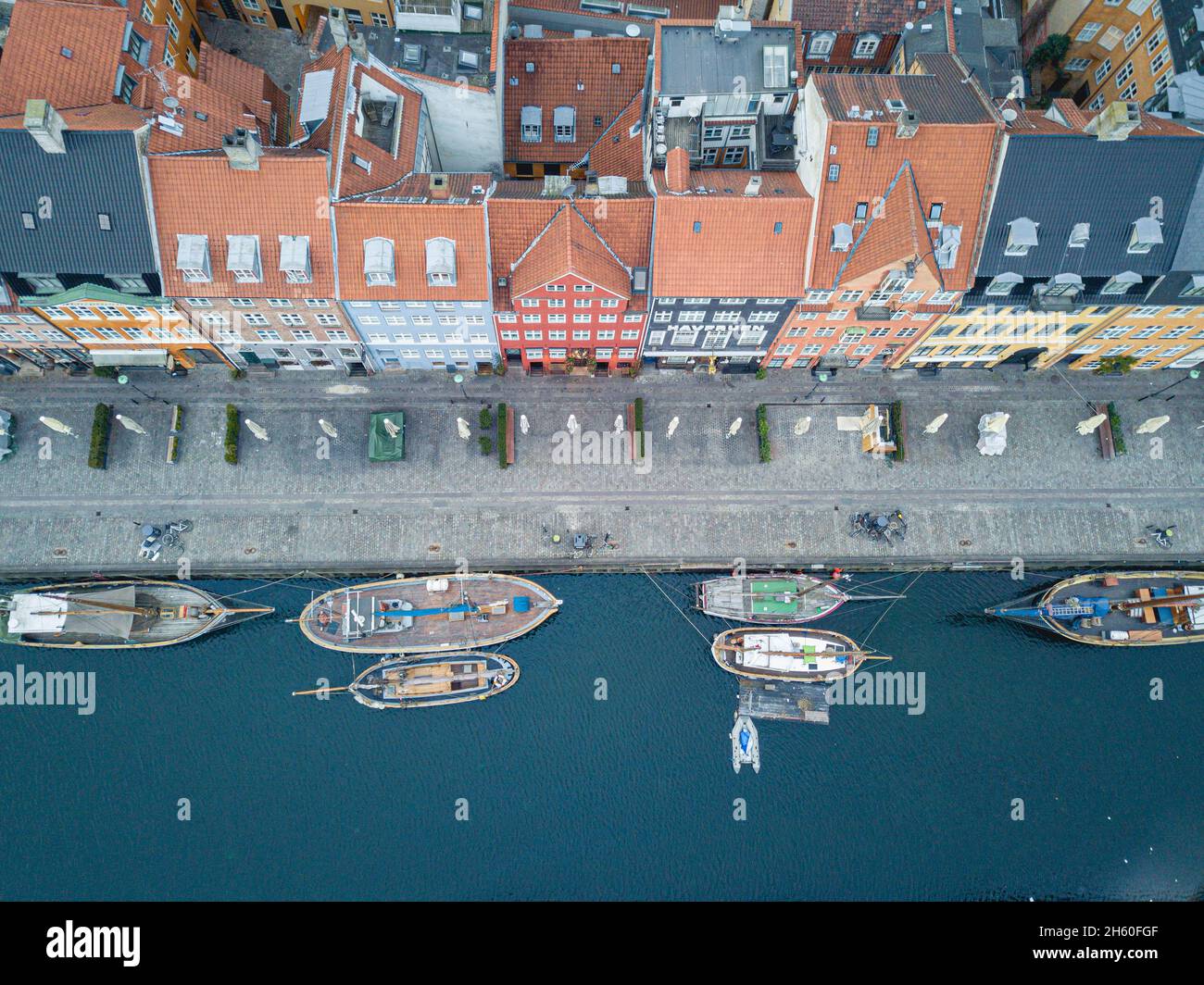 Vue aérienne de Nyhavn à Copenhague, Danemark Banque D'Images